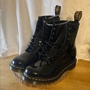 Dr. Martens Black Patent Leather Combat Boots 1460W Ladies Size 5